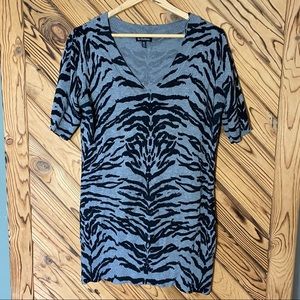 Le Chateau Grey Leopard Print Sweater Dress